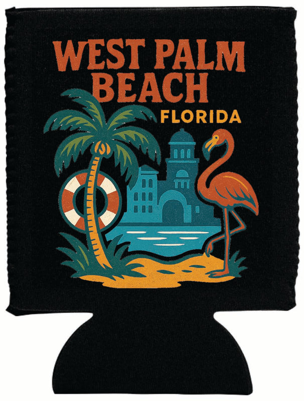 West Palm Beach Florida Vintage Design Souvenir Neoprene Can Hugger Black