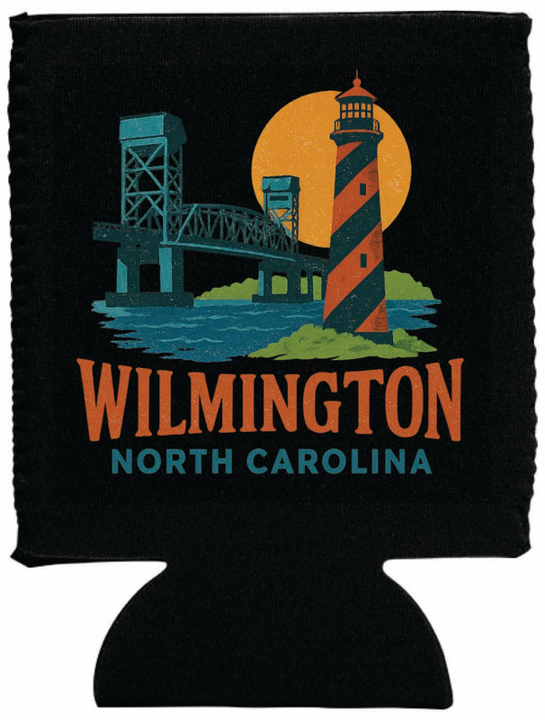 Wilmington North Carolina Vintage Design Souvenir Neoprene Can Hugger Black
