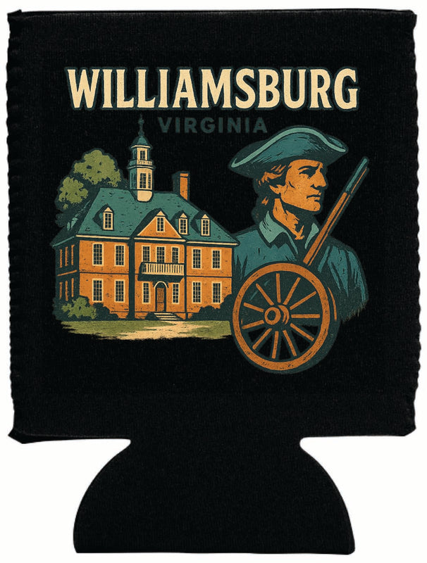 Williamsburg Virginia Vintage Design Souvenir Neoprene Can Hugger Black