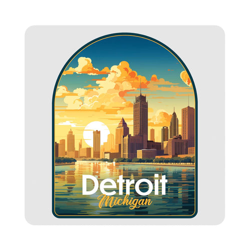 Detroit Michigan Design B Souvenir 4x4-Inch Coaster Acrylic 4 Pack 