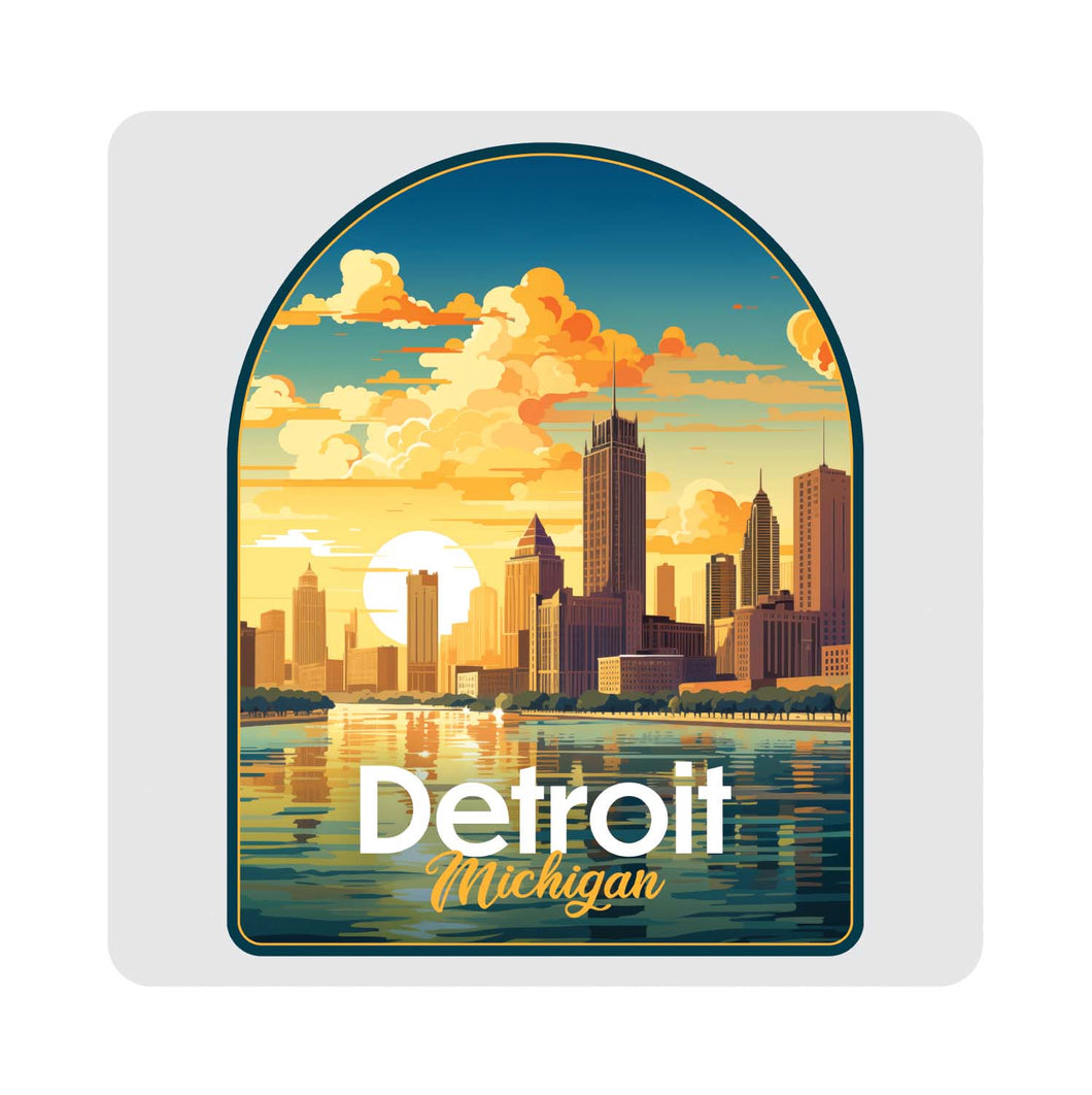 Detroit Michigan Design B Souvenir 4x4-Inch Coaster Acrylic 4 Pack 