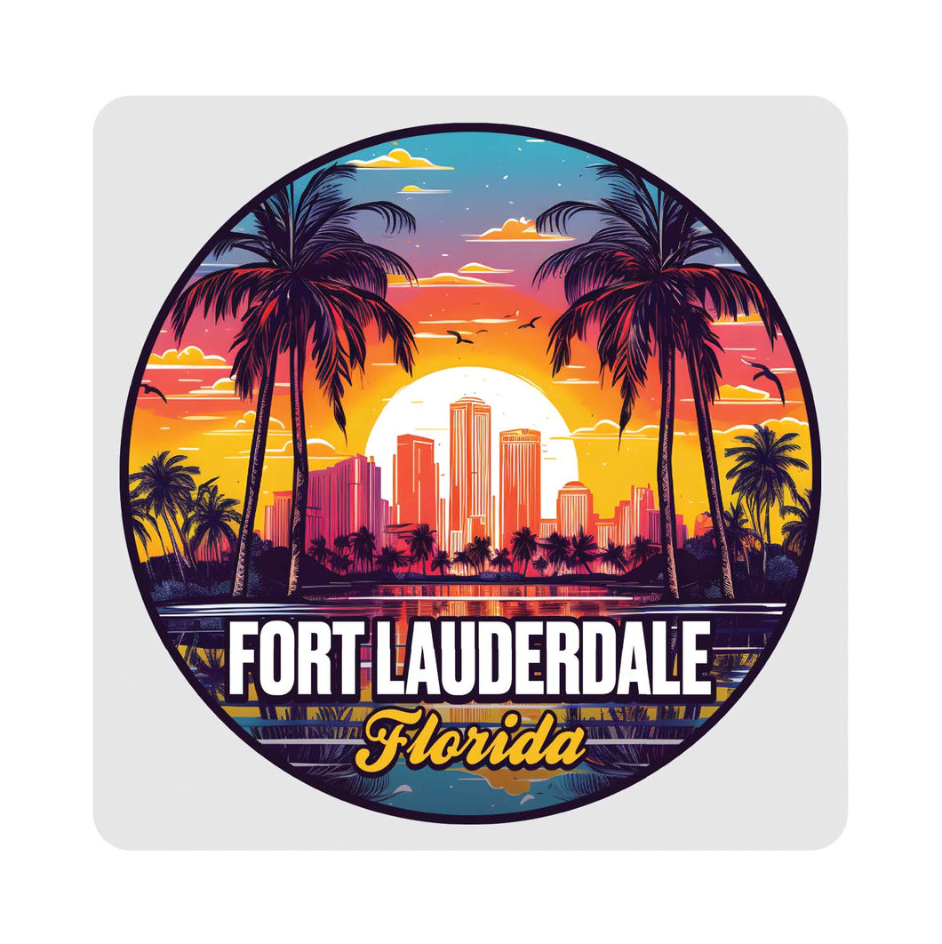 Fort Lauderdale Florida Design B Souvenir 4x4-Inch Coaster Acrylic 4 Pack 