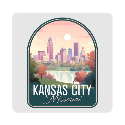 Kansas City Missouri Design B Souvenir 4x4-Inch Coaster Acrylic 4 Pack