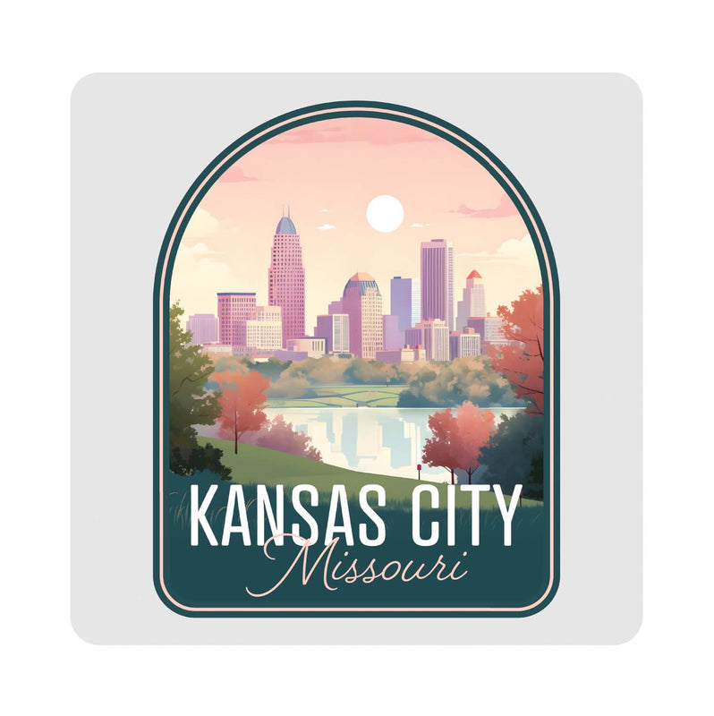 Kansas City Missouri Design B Souvenir 4x4-Inch Coaster Acrylic 4 Pack