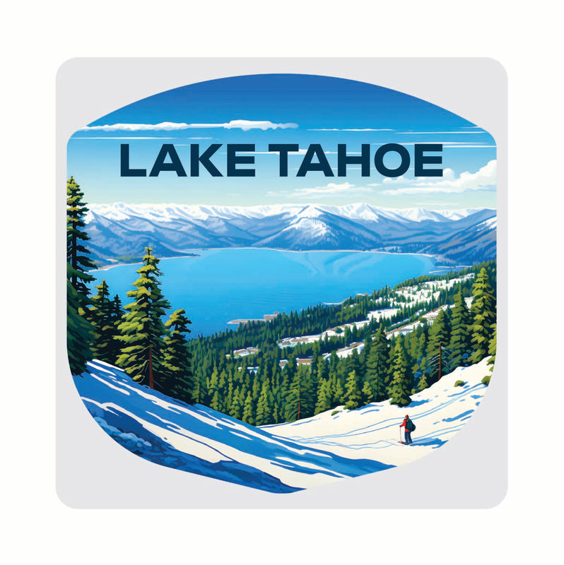 Lake Tahoe Ski Design D Souvenir 4x4-Inch Coaster Acrylic 4 Pack 
