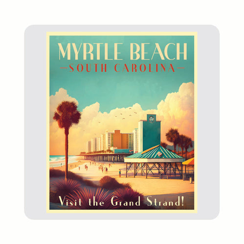 Myrtle Beach South Carolina Design A Souvenir 4x4-Inch Coaster Acrylic 4 Pack 