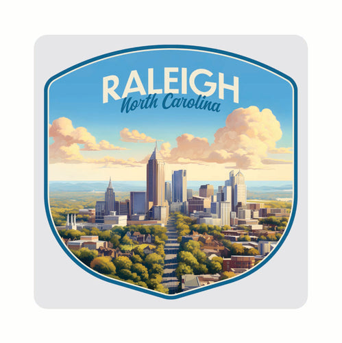 Raleigh North Carolina Daytime Cityscape Design Souvenir 4x4-Inch Coaster Acrylic 4 Pack 