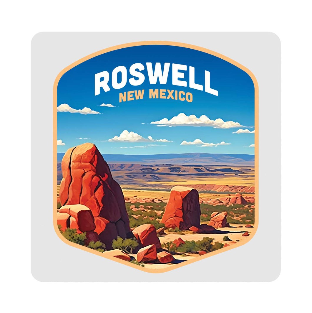 Rowell New Mexico Design B Souvenir 4x4-Inch Coaster Acrylic 4 Pack 