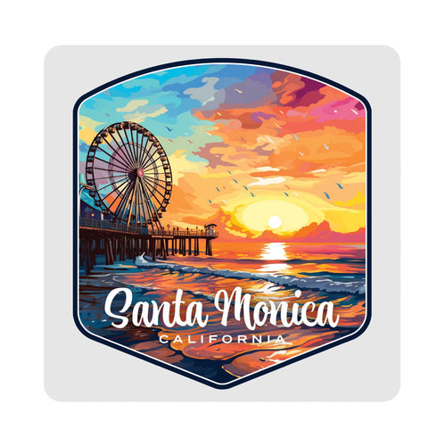 Santa Monica California Design A Souvenir 4x4-Inch Coaster Acrylic 4 Pack 