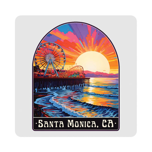 Santa Monica California Design B Souvenir 4x4-Inch Coaster Acrylic 4 Pack 