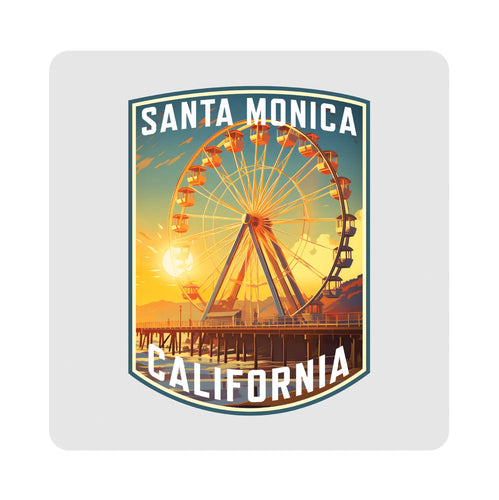 Santa Monica California Design C Souvenir 4x4-Inch Coaster Acrylic 4 Pack 