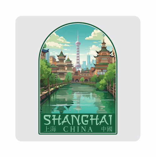 Shanghai China Old Town Design Souvenir 4x4-Inch Coaster Acrylic 4 Pack 