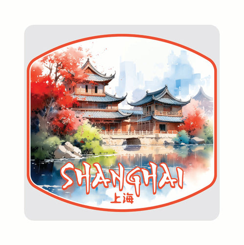 Shanghai China Watercolor Templates Design Souvenir 4x4-Inch Coaster Acrylic 4 Pack 