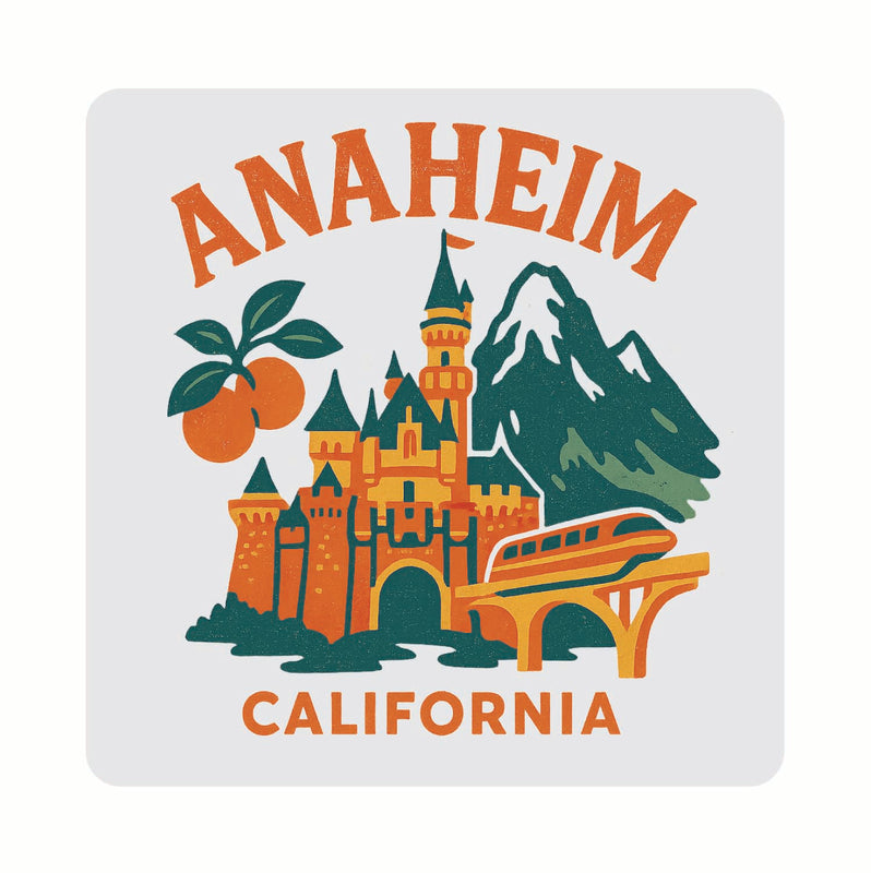 Anaheim California Vintage Design Souvenir Coaster Set – 4 Pack (Multiple Materials & Sizes) 