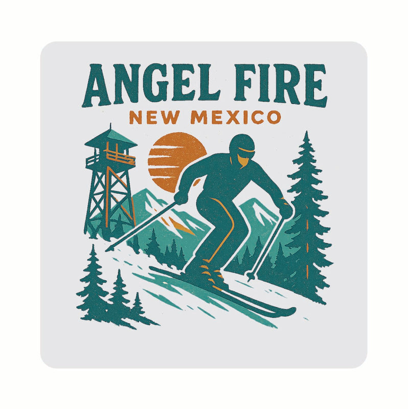 Angel Fire New Mexico Vintage Design Souvenir Coaster Set – 4 Pack (Multiple Materials & Sizes) 