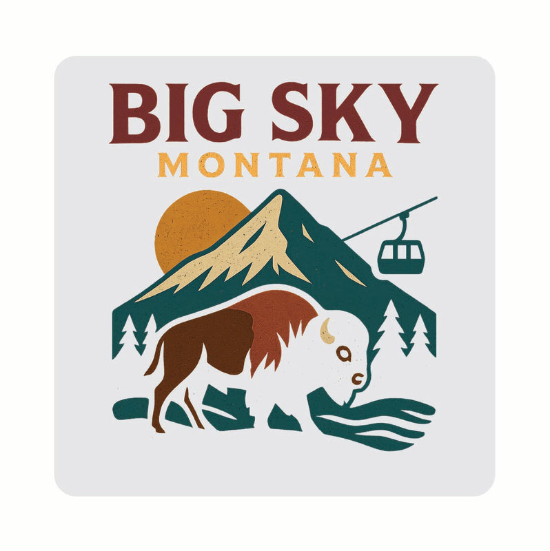 Big Sky Montana Vintage Design Souvenir Coaster Set – 4 Pack (Multiple Materials & Sizes) 