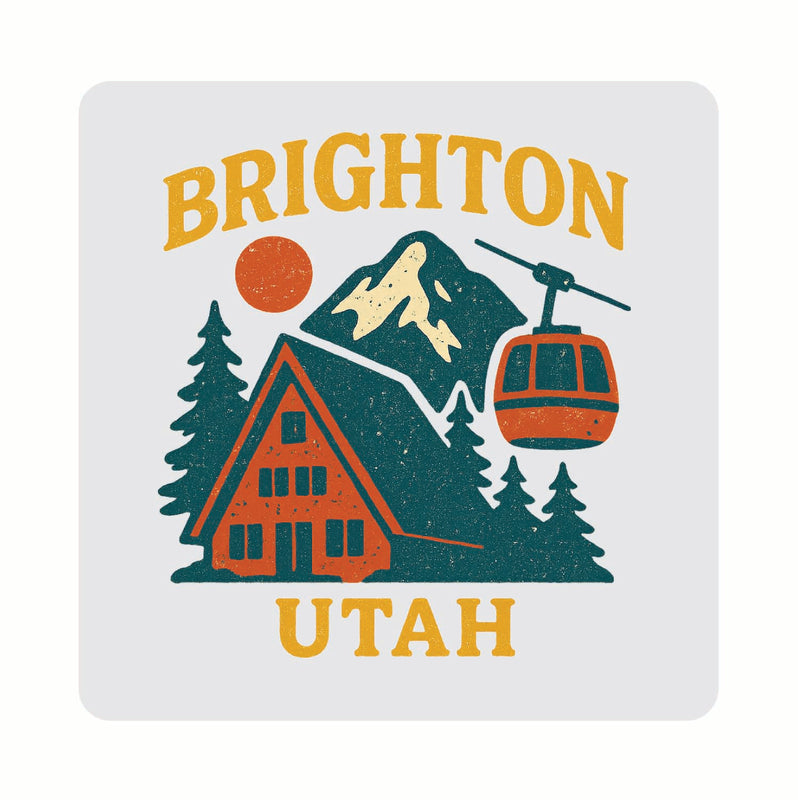Brighton Utah Vintage Design Souvenir Coaster Set – 4 Pack (Multiple Materials & Sizes) 