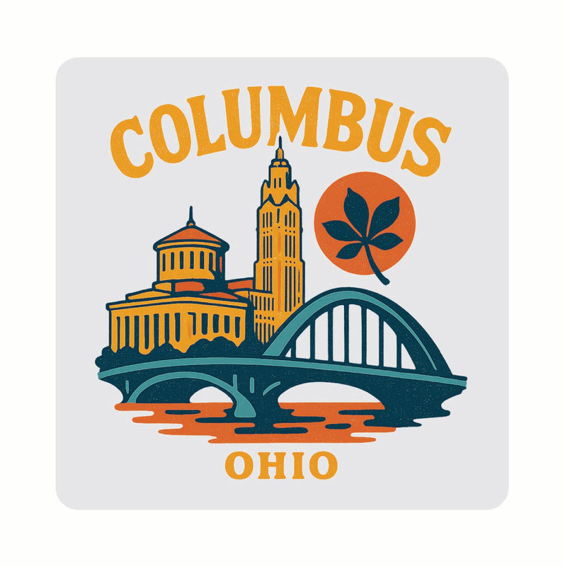 Columbus Ohio Vintage Design Souvenir Coaster Set – 4 Pack (Multiple Materials & Sizes) 