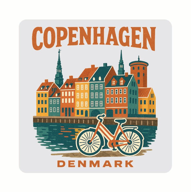 Copenhagen Denmark Vintage Design Souvenir Coaster Set – 4 Pack (Multiple Materials & Sizes) 