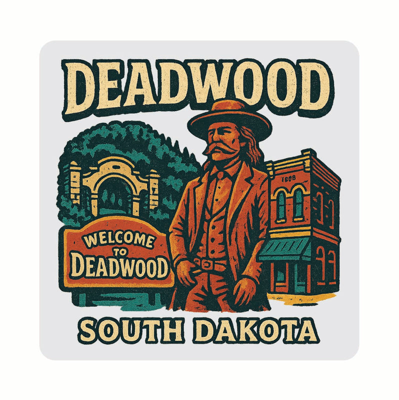 Deadwood South Dakota Vintage Design Souvenir Coaster Set – 4 Pack (Multiple Materials & Sizes) 