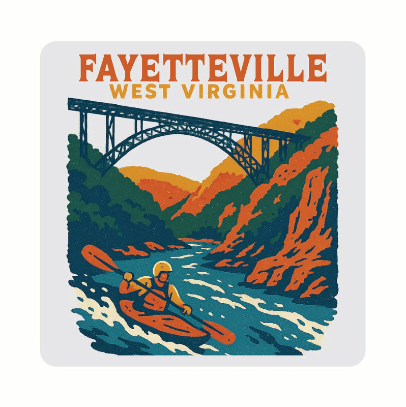 Fayetteville West Virginia Vintage Design Souvenir Coaster Set – 4 Pack (Multiple Materials & Sizes) 