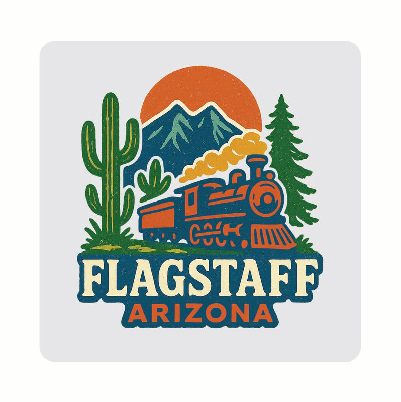 Flagstaff Arizona Vintage Design Souvenir Coaster Set – 4 Pack (Multiple Materials & Sizes) 