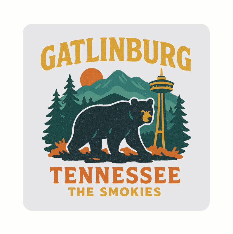 Gatlinburg Tennessee Vintage Design Souvenir Coaster Set – 4 Pack (Multiple Materials & Sizes) 