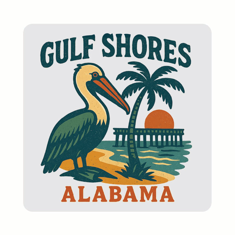 Gulf Shores Alabama Vintage Design Souvenir Coaster Set – 4 Pack (Multiple Materials & Sizes) 