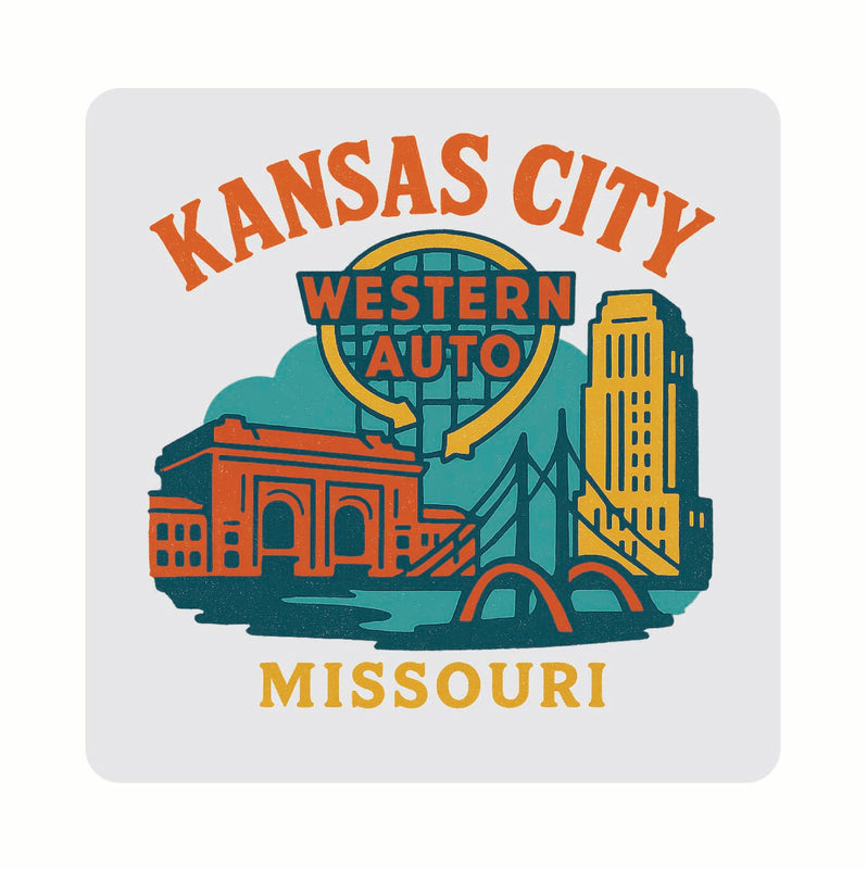 Kansas City Missouri Vintage Design Souvenir Coaster Set – 4 Pack (Multiple Materials & Sizes) 