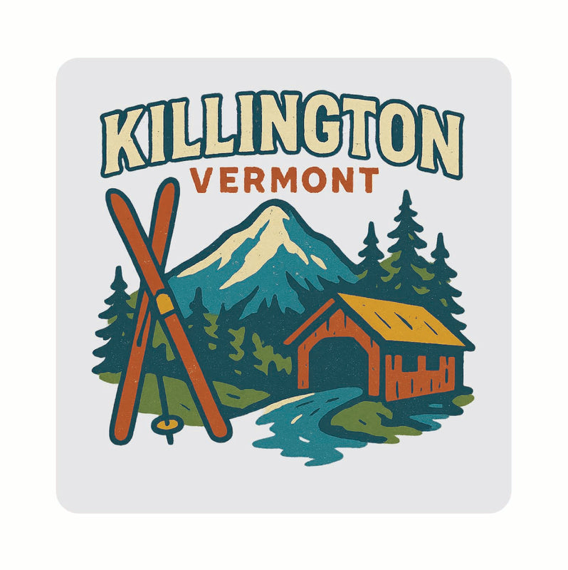 Killington Vermont Vintage Design Souvenir Coaster Set – 4 Pack (Multiple Materials & Sizes) 