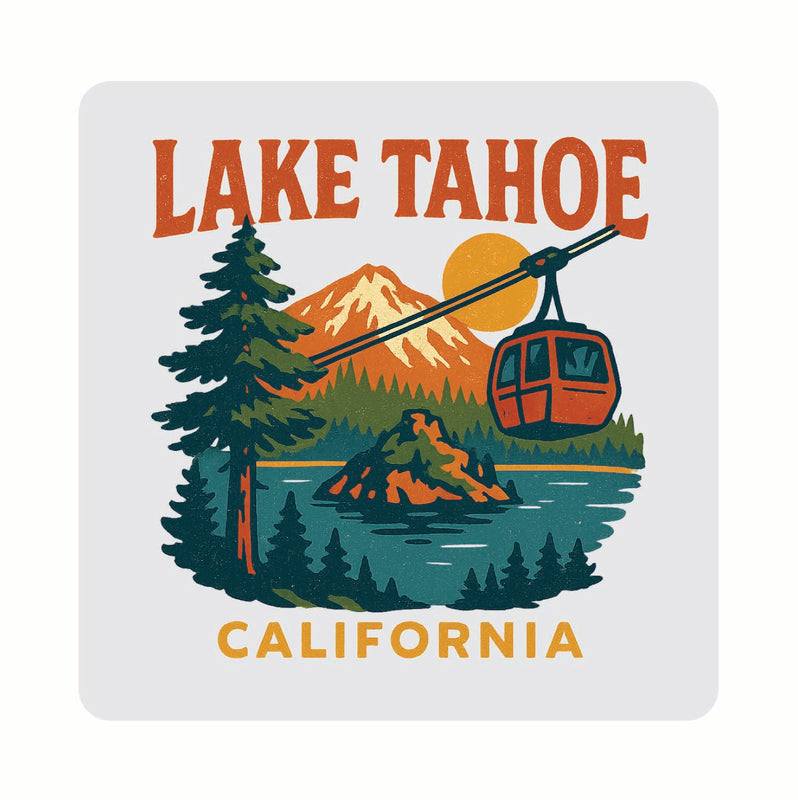 Lake Tahoe California Vintage Design Souvenir Coaster Set – 4 Pack (Multiple Materials & Sizes) 