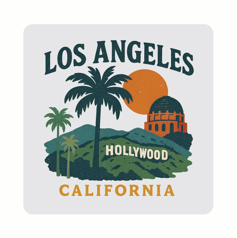 Los Angeles California Vintage Design Souvenir Coaster Set – 4 Pack (Multiple Materials & Sizes) 