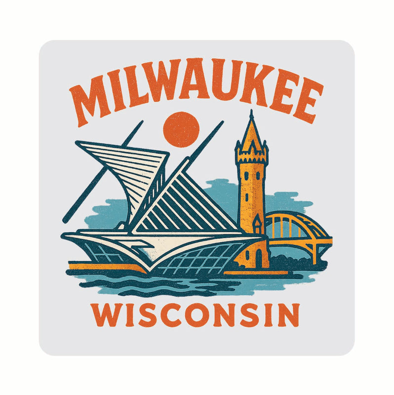 Milwaukee Wisconsin Vintage Design Souvenir Coaster Set – 4 Pack (Multiple Materials & Sizes) 