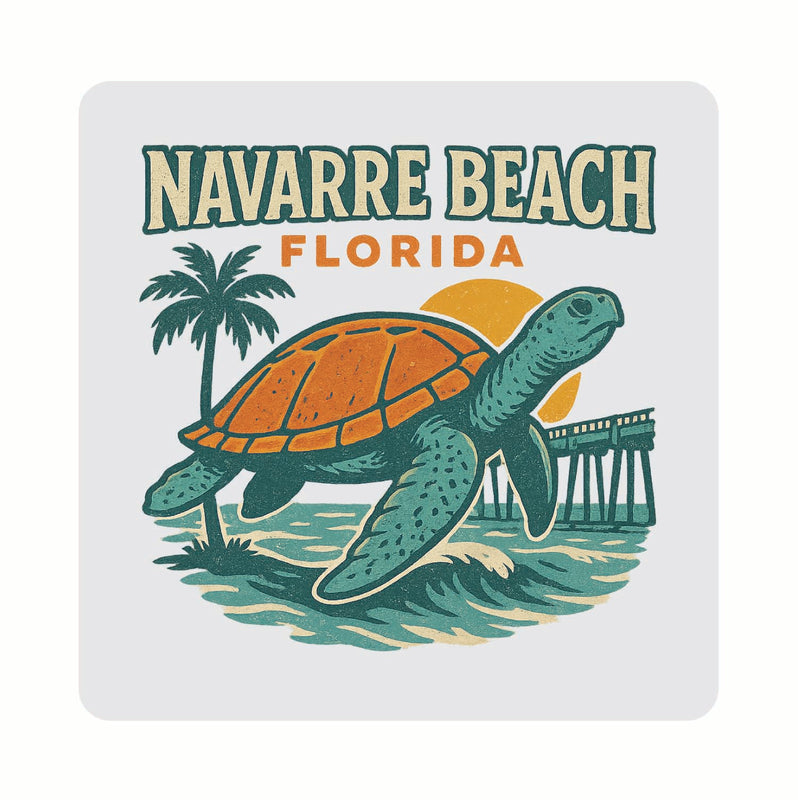 Navarre Beach Florida Vintage Design Souvenir Coaster Set – 4 Pack (Multiple Materials & Sizes) 