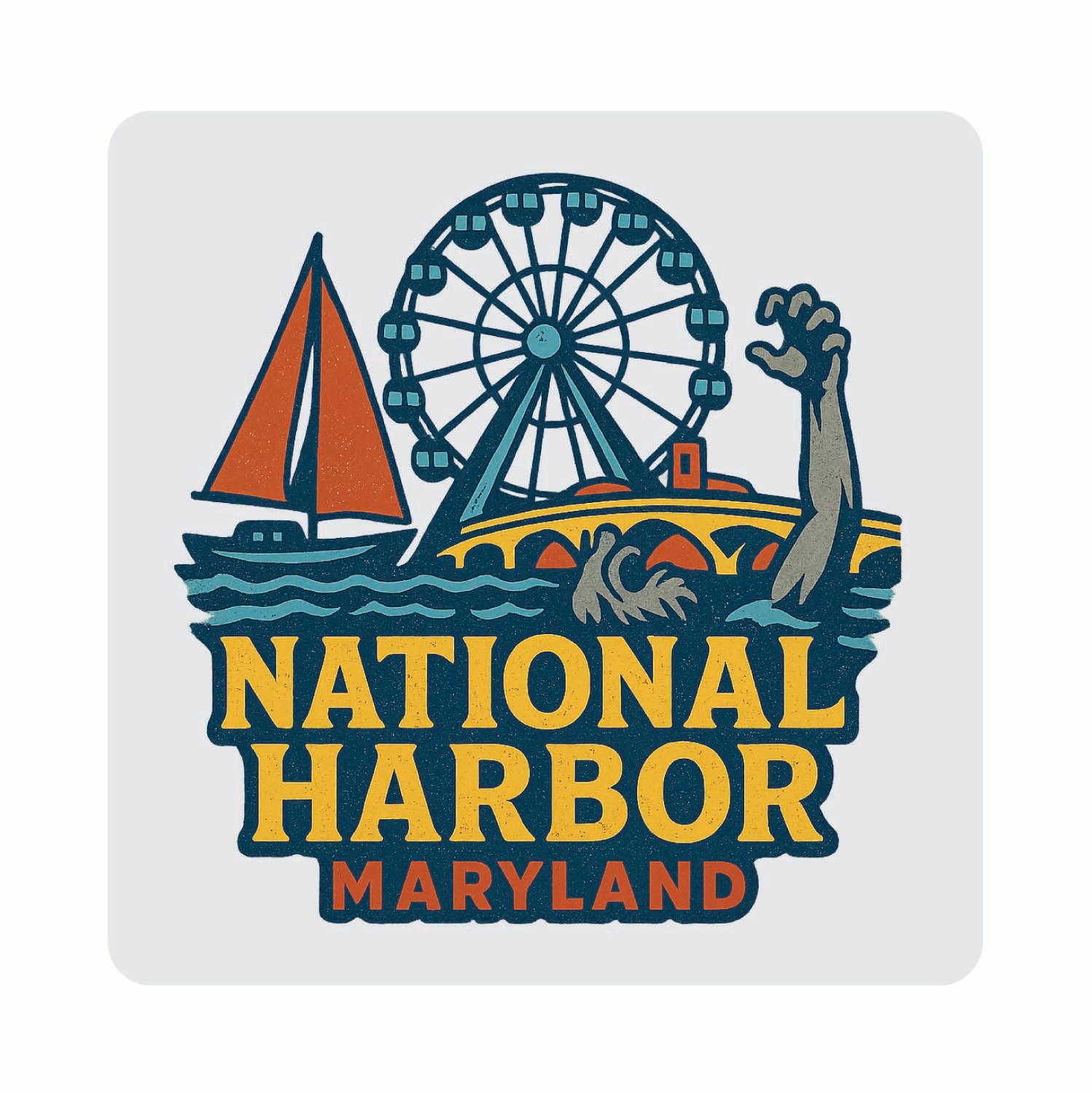 National Harbor Maryland Vintage Design Souvenir Coaster - Thumbnail 2