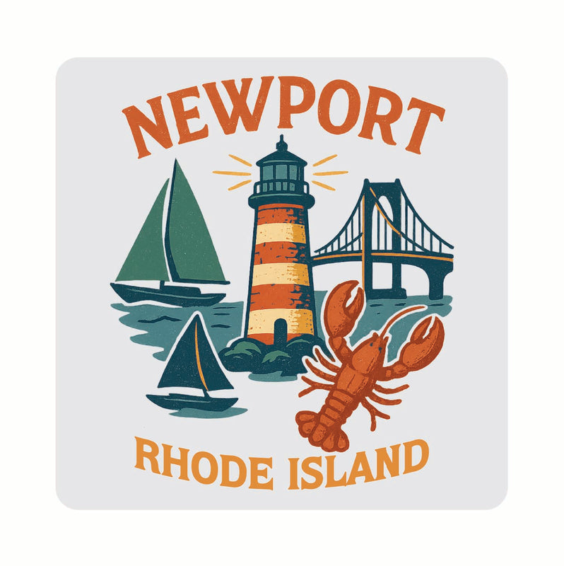 Newport Rhode Island Vintage Design Souvenir Coaster Set – 4 Pack (Multiple Materials & Sizes) 