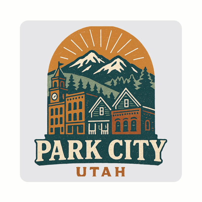 Park City Utah Vintage Design Souvenir Coaster Set – 4 Pack (Multiple Materials & Sizes) 
