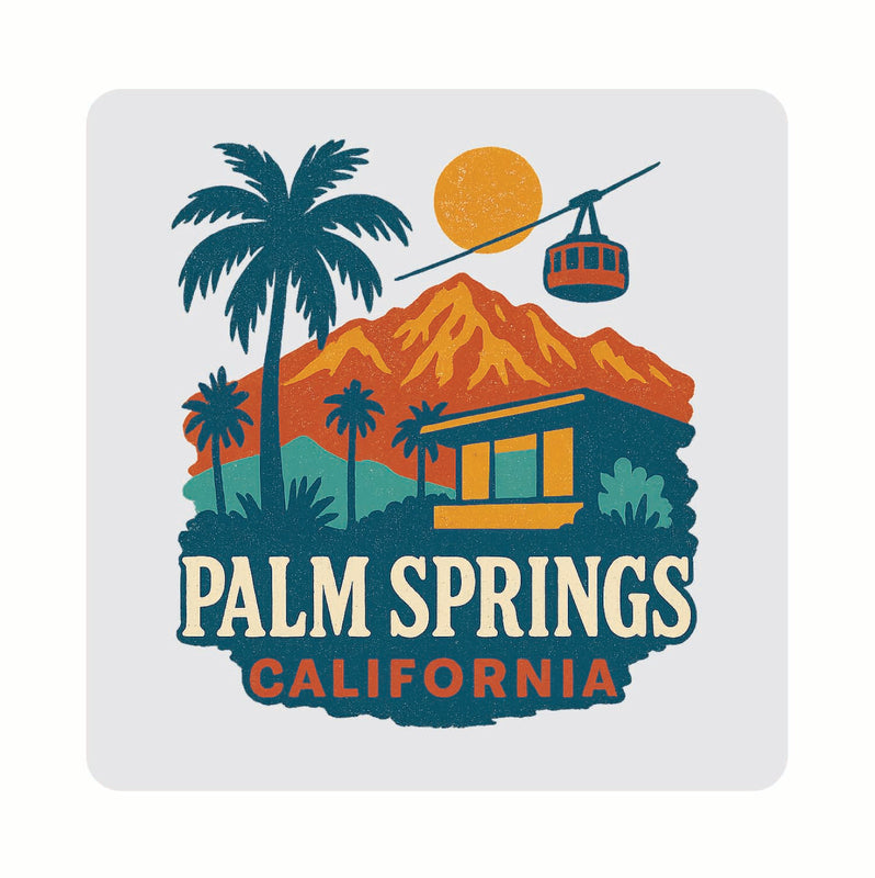 Palm Springs California Vintage Design Souvenir Coaster Set – 4 Pack (Multiple Materials & Sizes) 