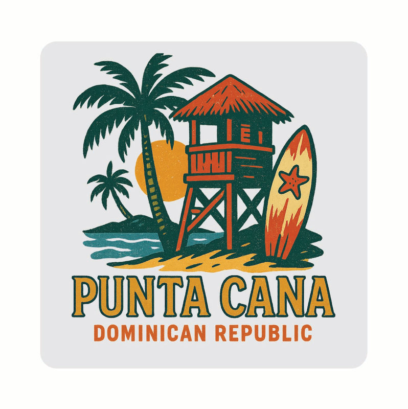 Punta Cana Dominican Republic Vintage Design Souvenir Coaster Set – 4 Pack (Multiple Materials & Sizes) 