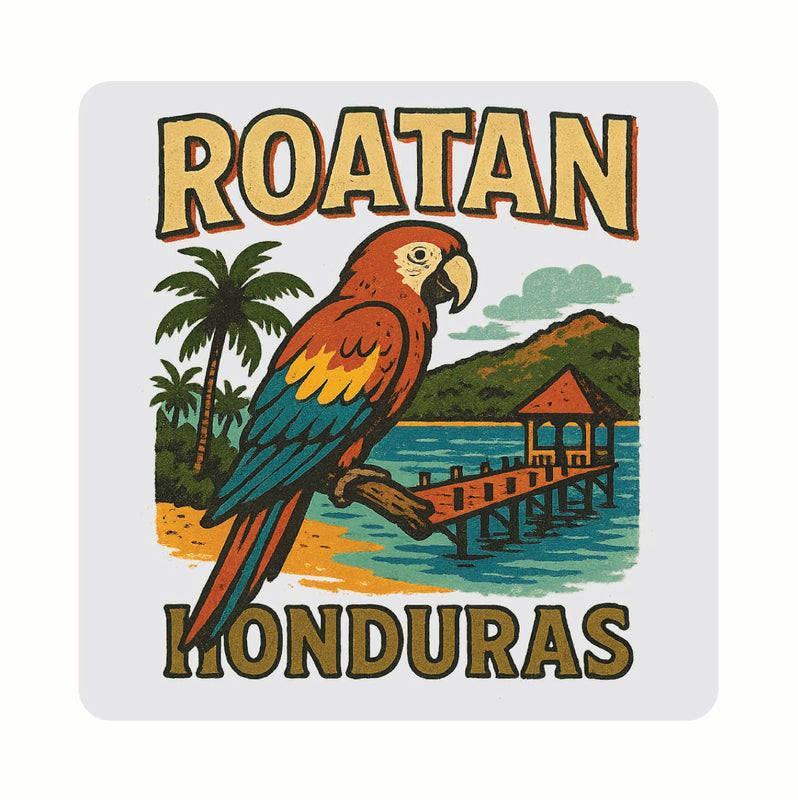 Roatan Honduras Vintage Design Souvenir Coaster Set – 4 Pack (Multiple Materials & Sizes) 