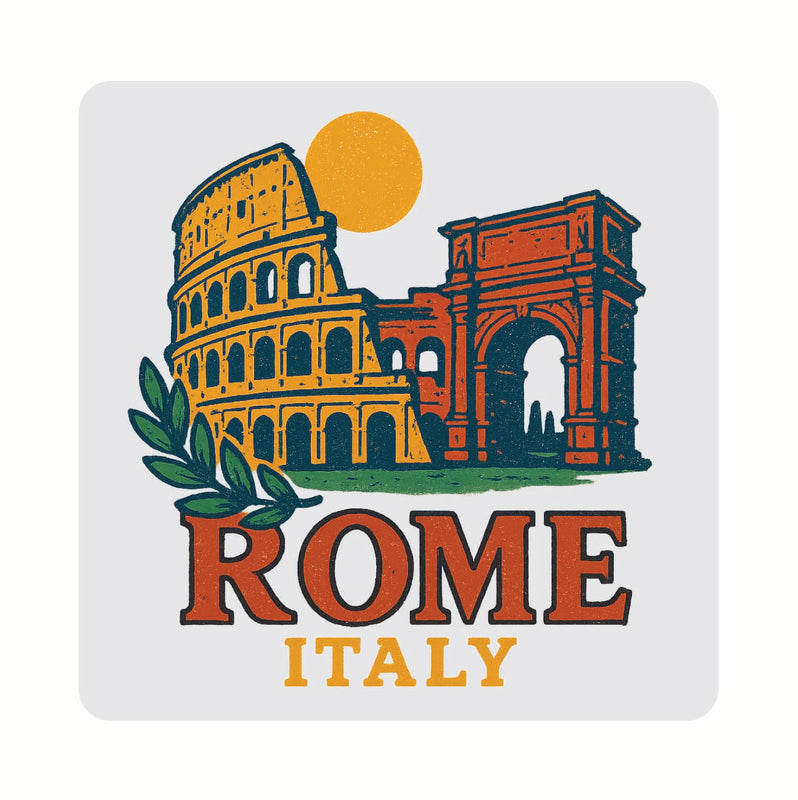 Rome Italy Vintage Design Souvenir Coaster Set – 4 Pack (Multiple Materials & Sizes) 