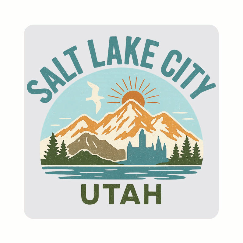 Salt Lake City Utah Vintage Design Souvenir Coaster Set – 4 Pack (Multiple Materials & Sizes) 