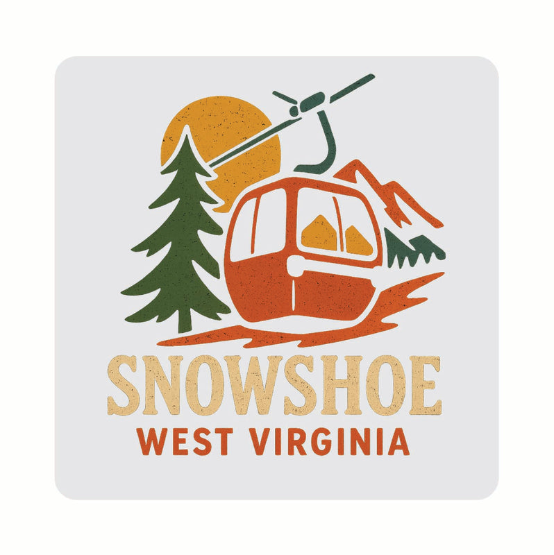 Snowshoe West Virginia Vintage Design Souvenir Coaster Set – 4 Pack (Multiple Materials & Sizes) 