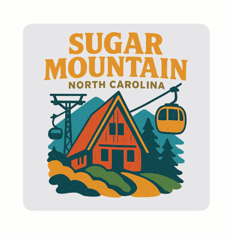 Sugar Mountain North Carolina Vintage Design Souvenir Coaster Set – 4 Pack (Multiple Materials & Sizes) 