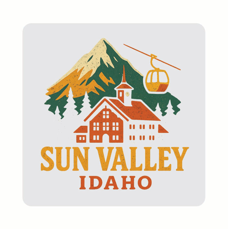Sun Valley Idaho Vintage Design Souvenir Coaster Set – 4 Pack (Multiple Materials & Sizes) 