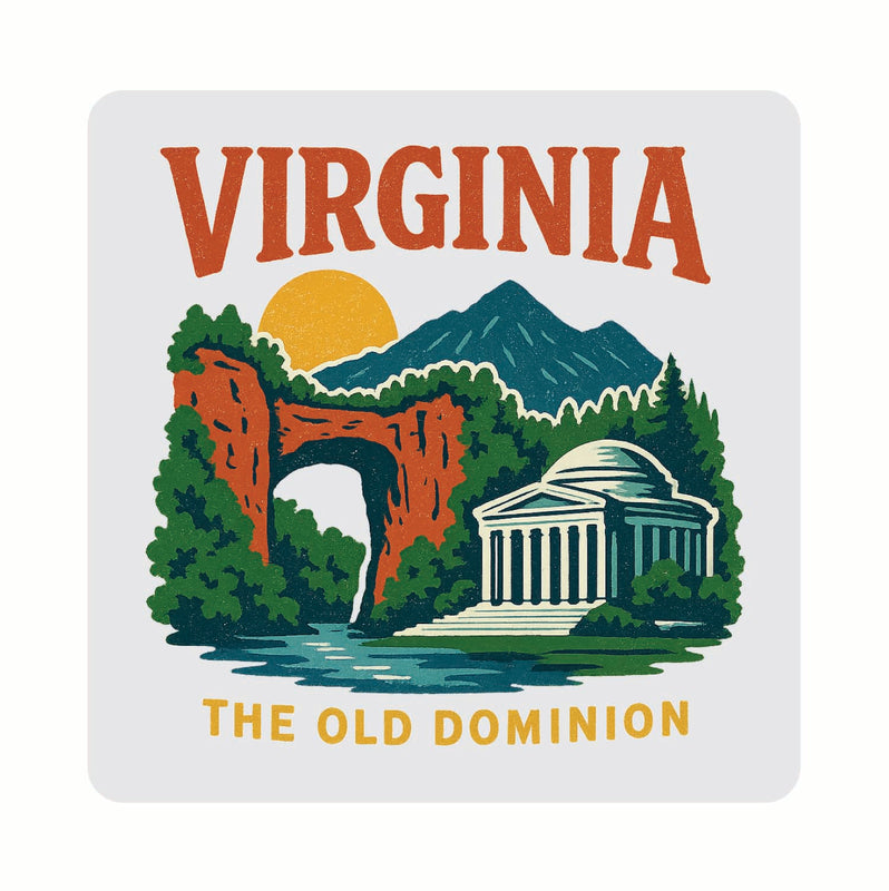 Virginia Vintage Design Souvenir Coaster Set – 4 Pack (Multiple Materials & Sizes) 