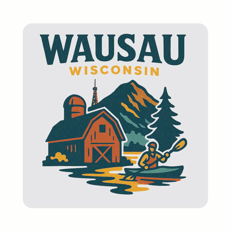 Wausau Wisconsin Vintage Design Souvenir Coaster Set – 4 Pack (Multiple Materials & Sizes) 