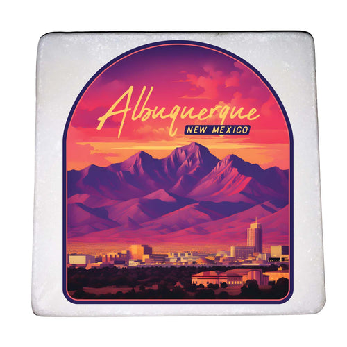 Alburqueque New Mexico Design B Souvenir 4x4-Inch Coaster Marble 4 Pack