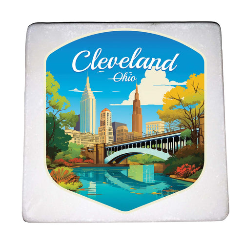 Cleveland Ohio Design B Souvenir 4x4-Inch Coaster Marble 4 Pack 
