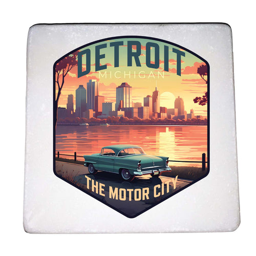 Detroit Michigan Design A Souvenir 4x4-Inch Coaster Marble 4 Pack 